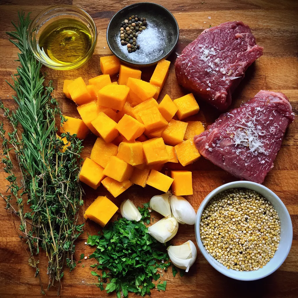 Butternut Squash and Garlic Herb Steak Bowls