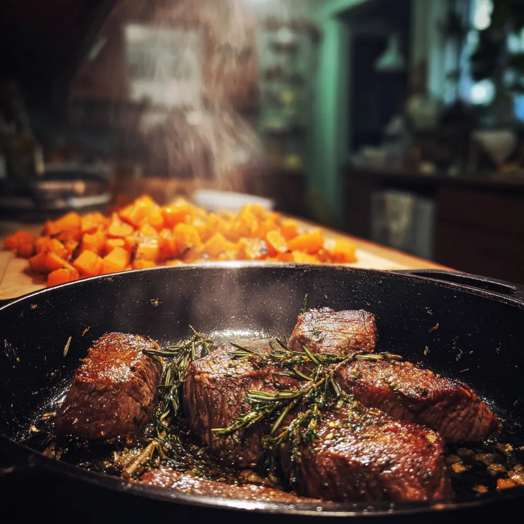 Butternut Squash and Garlic Herb Steak Bowls