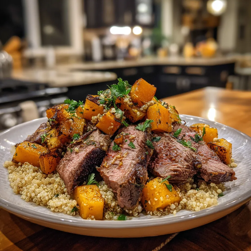 Butternut Squash and Garlic Herb Steak Bowls