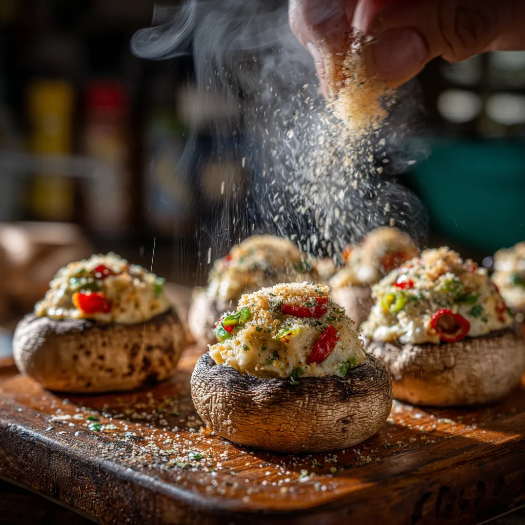 Spooky Stuffed Mushroom Eyeballs