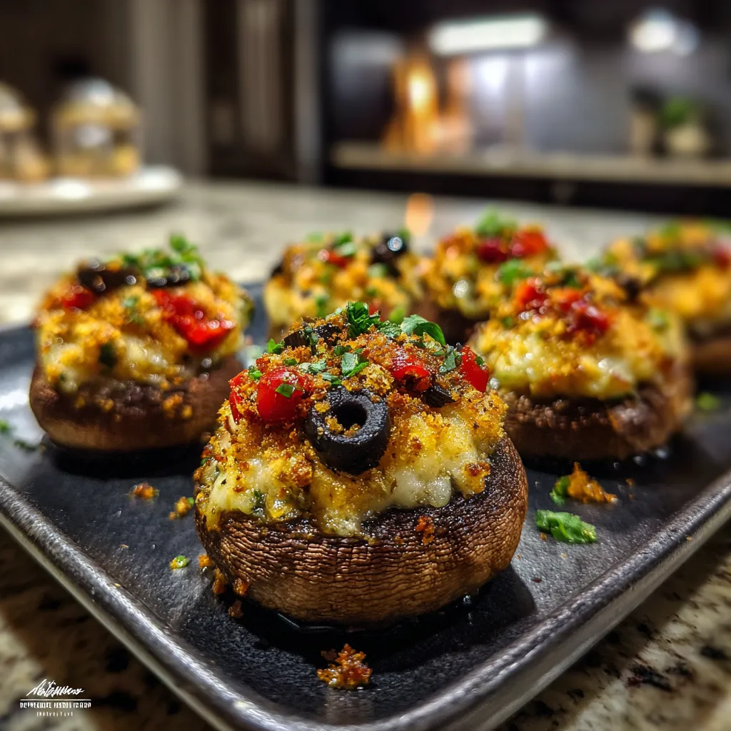 Spooky Stuffed Mushroom Eyeballs