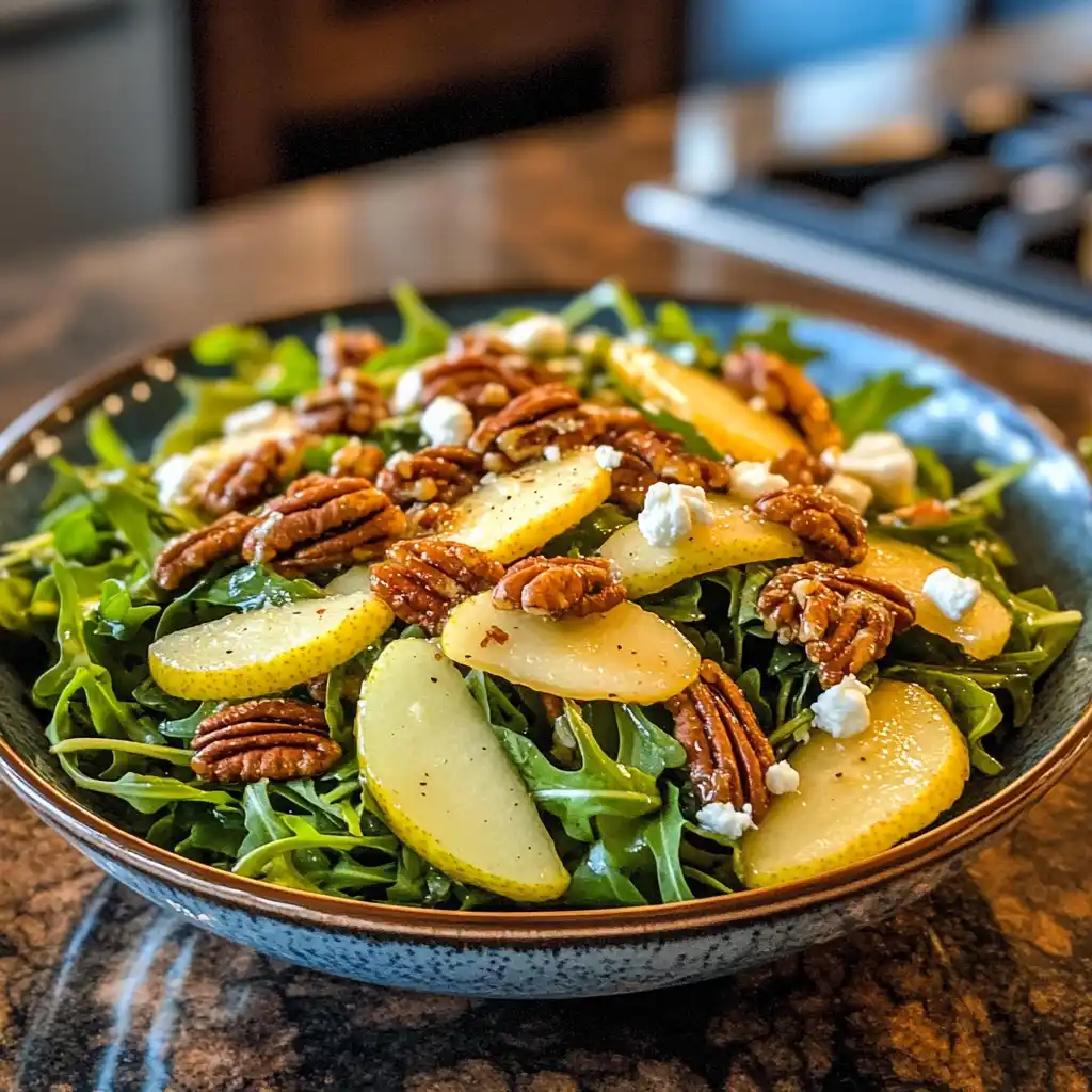 Amazing Arugula Pear Salad with Candied Pecans Here!