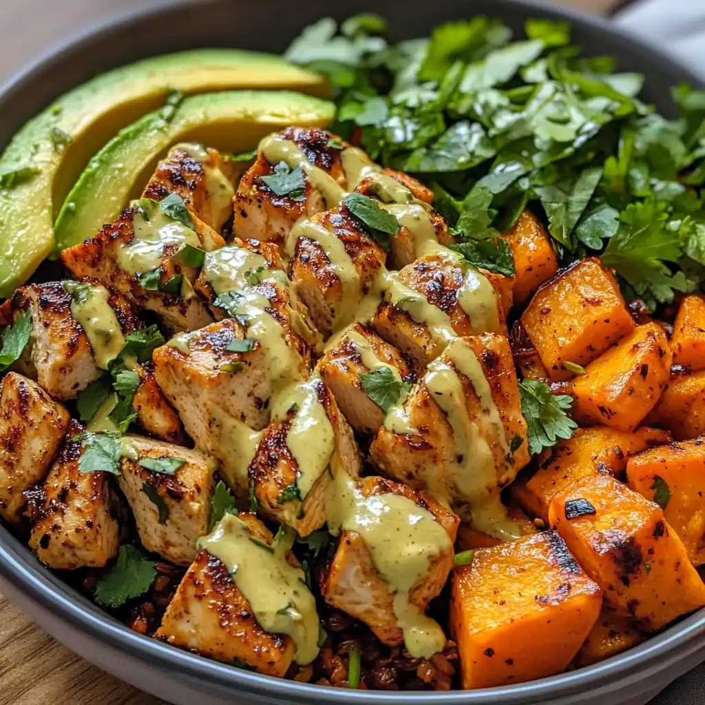 Avocado Chicken Sweet Potato Bowl