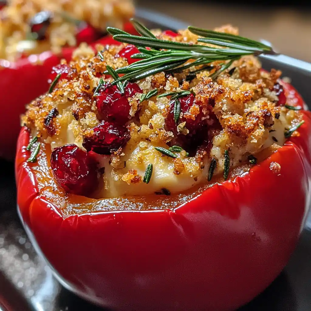 Cranberry Brie Chicken Stuffed Peppers