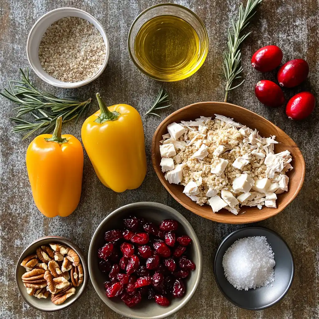 Cranberry Brie Chicken Stuffed Peppers