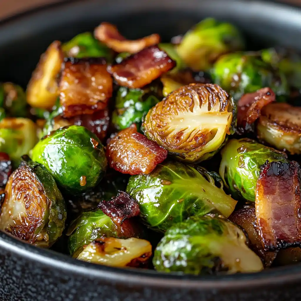 Maple Roasted Brussels Sprouts With Bacon