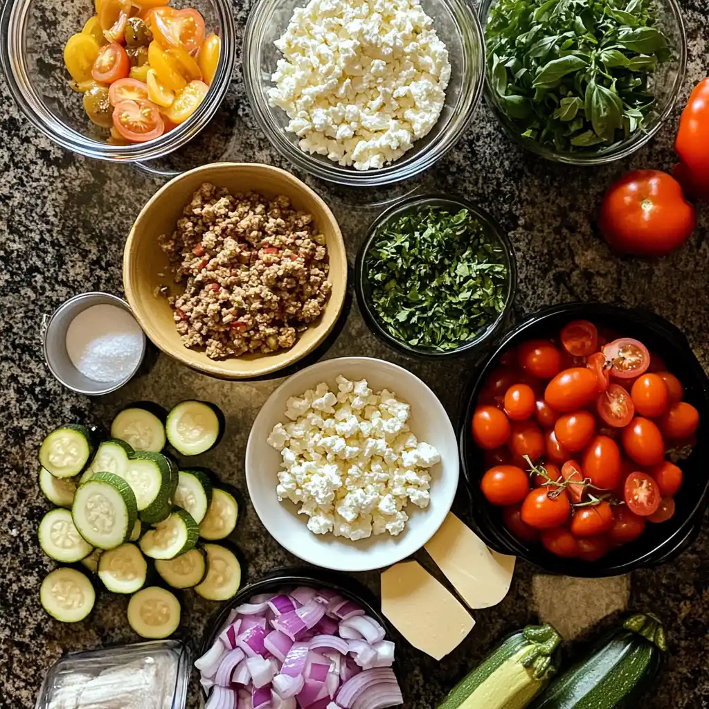 Mediterranean Chicken Zucchini Boats