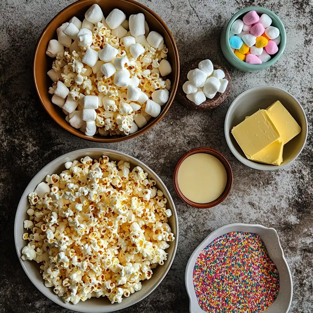 No Bake Popcorn Marshmallow Cake