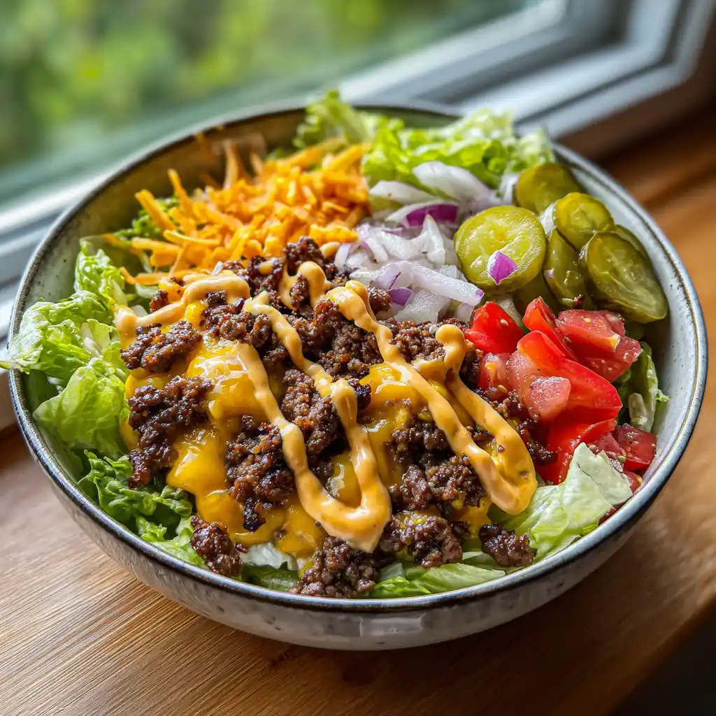 Easy High Protein Cheeseburger Bowl
