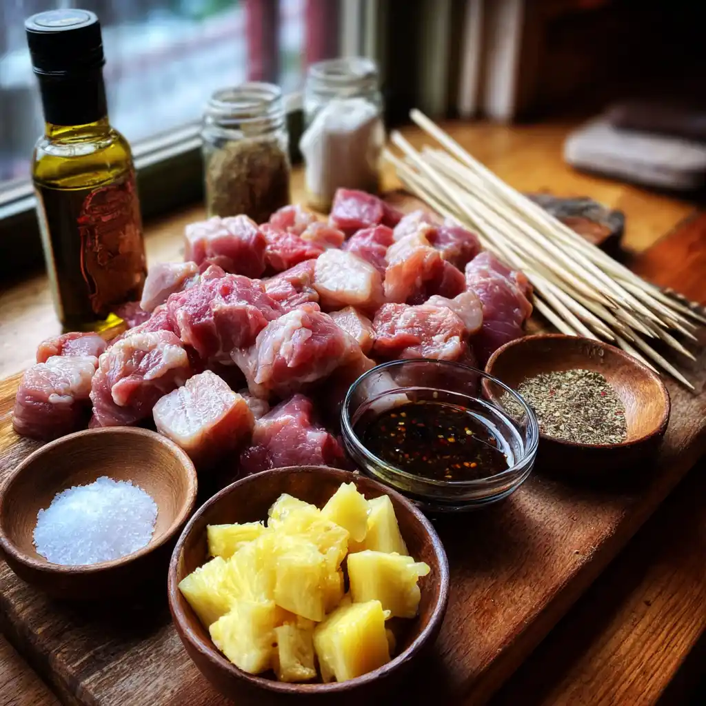 Pineapple BBQ Pork Skewers