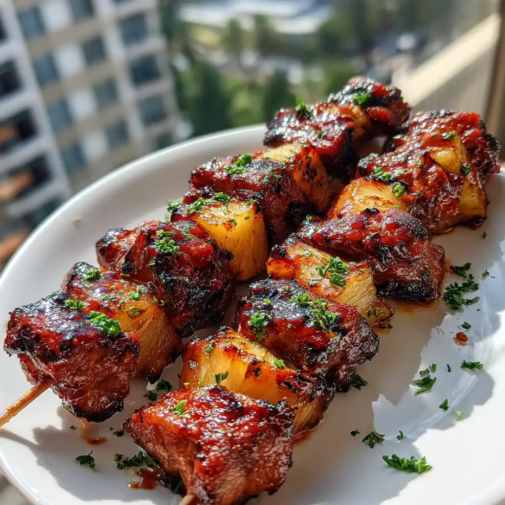 Pineapple BBQ Pork Skewers